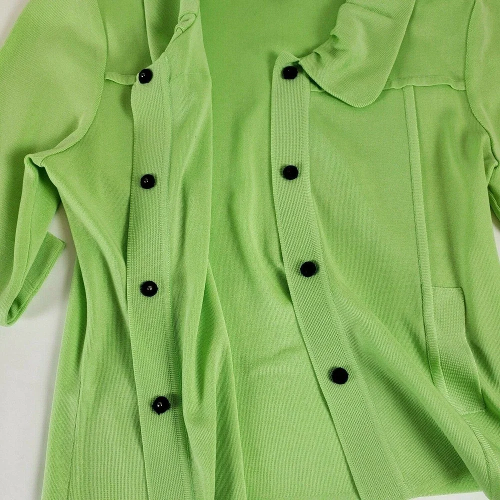 Ming Wang Green Collared Cardigan Knit Size Small - Picture 3 of 9